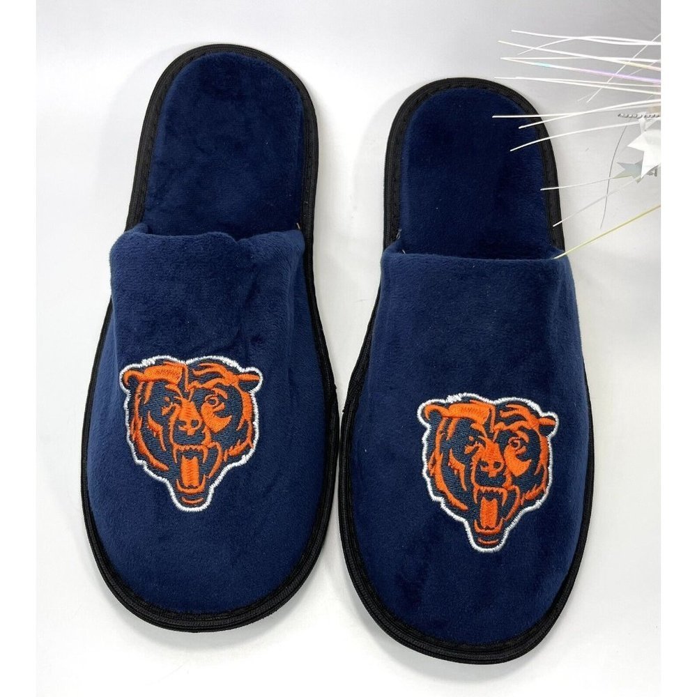 Chicago Bears Memory Foam Slide Slipper Blue Size Men 11-12